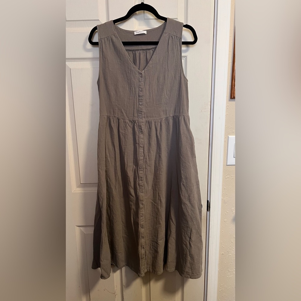 Neuflora cotton button down dress gray in size L